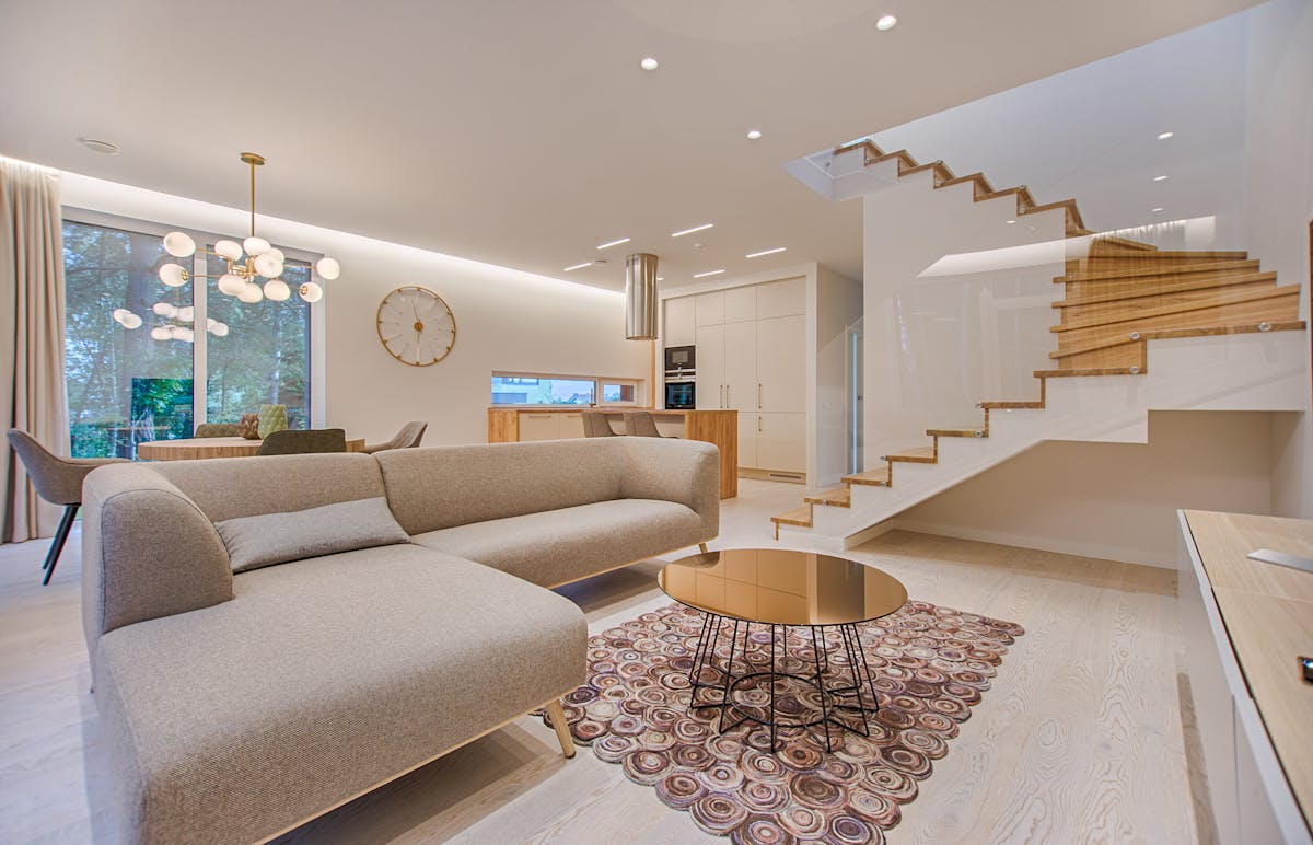 Open plan living area in a converted conservatory