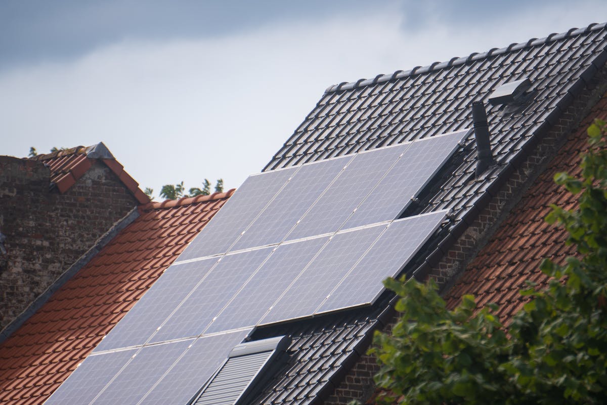 Solar panels on a suburban home