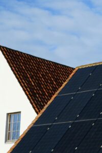 Solar panels on a house roof in the UK