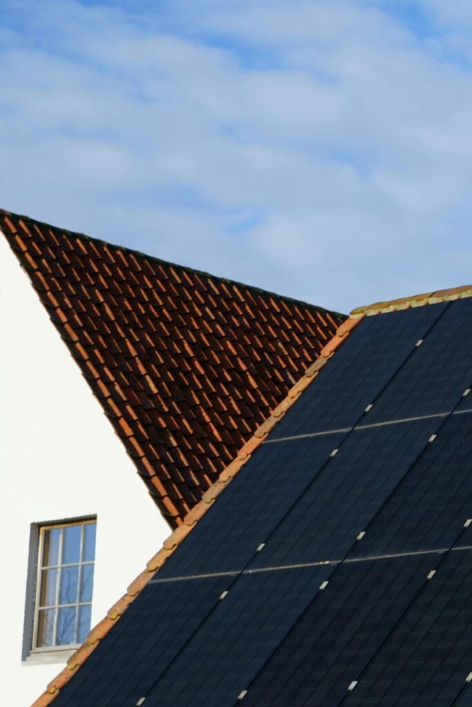 Solar panels on a house roof in the UK