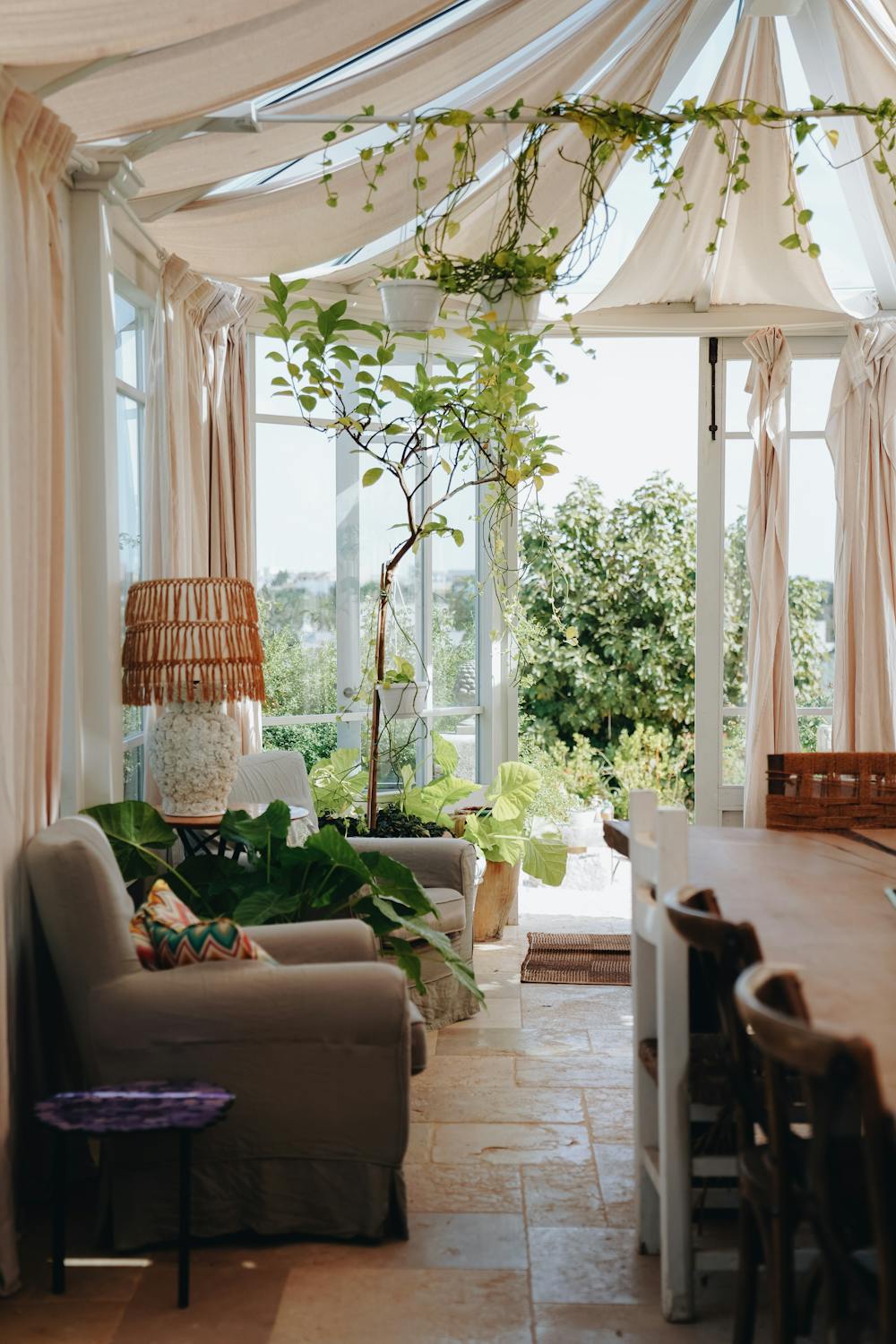 Bright interior of a renovated conservatory living space