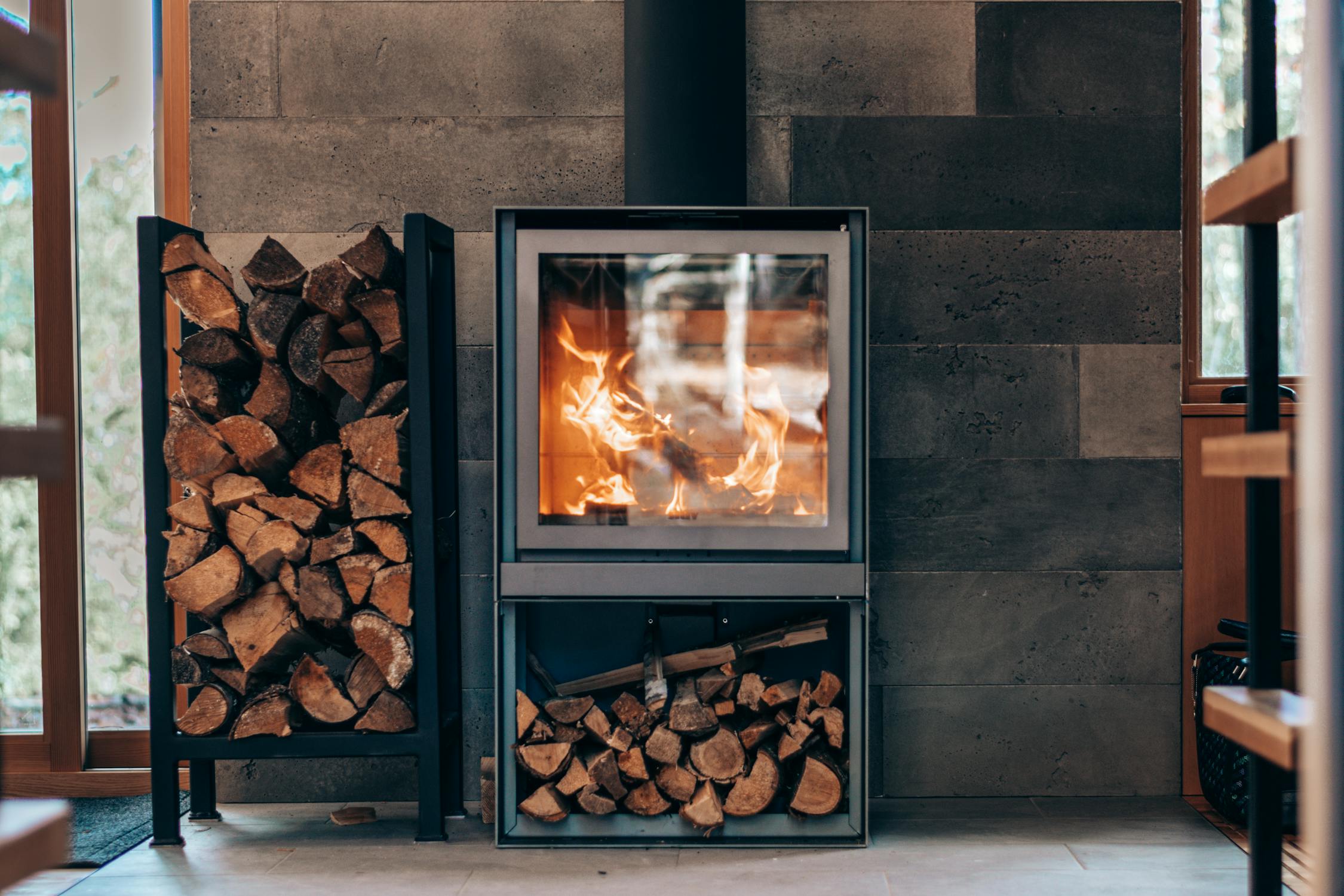 Modern panel heater in a bright living room