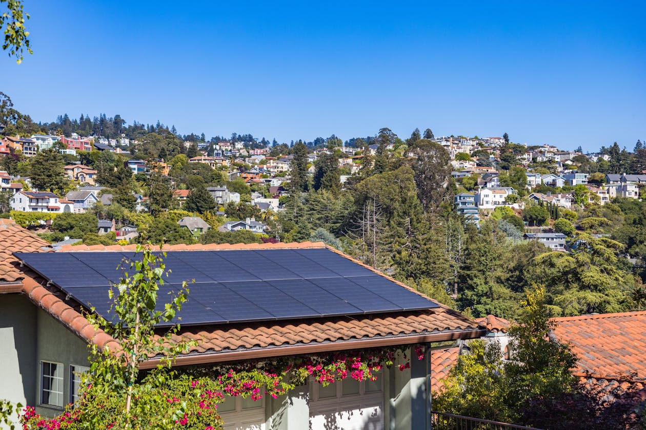 Residential solar panel system on a UK home