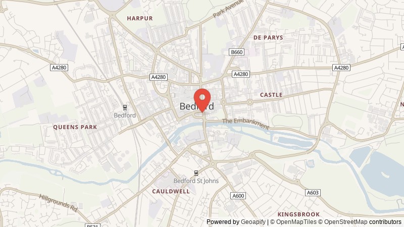 Map of Bedford, Bedfordshire