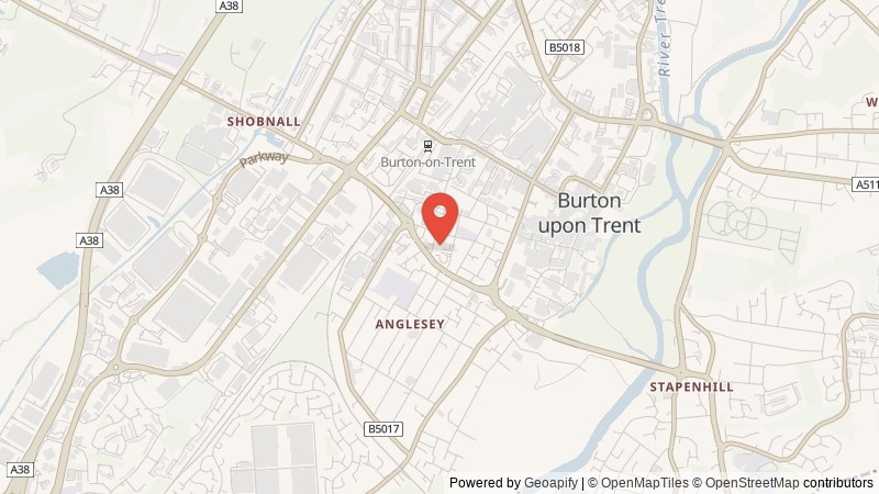 Map of Burton upon Trent, Staffordshire