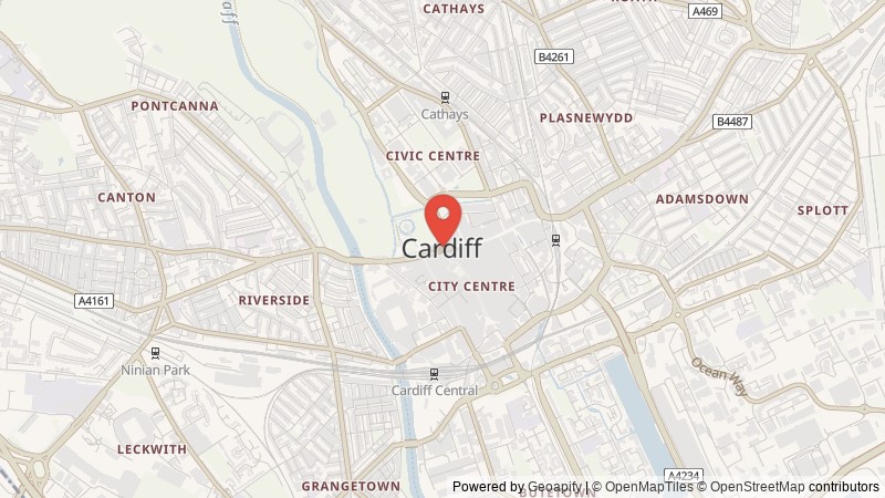 Map of Cardiff, South Glamorgan
