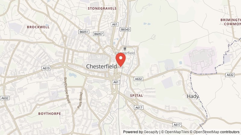 Map of Chesterfield, Derbyshire