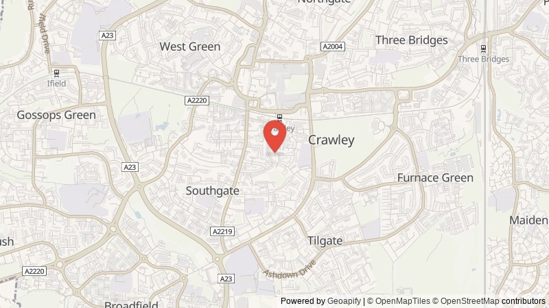 Map of Crawley, West Sussex