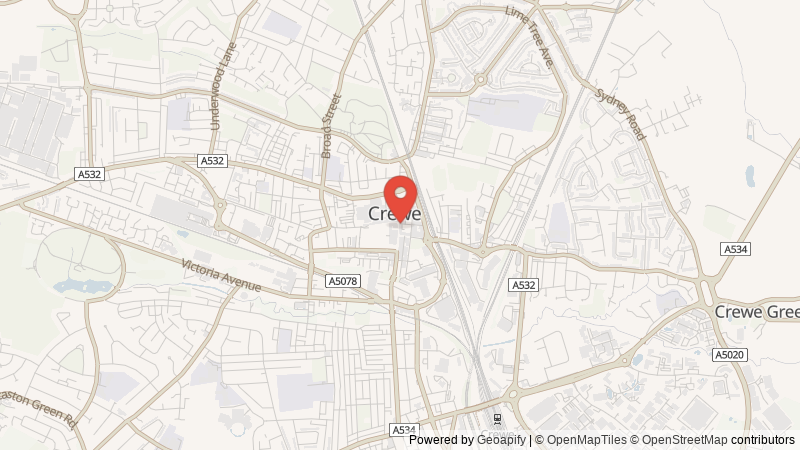 Map of Crewe, Cheshire