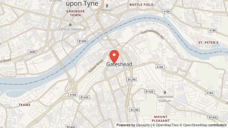 Map of Gateshead, Tyne and Wear