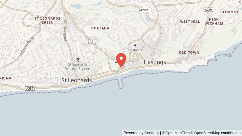 Map of Hastings, East Sussex