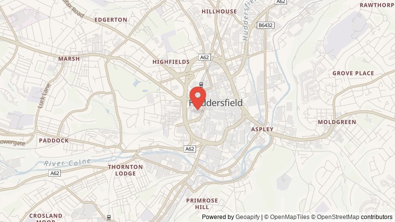 Map of Huddersfield, West Yorkshire