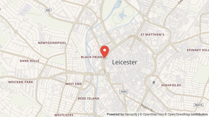 Map of Leicester, Leicestershire