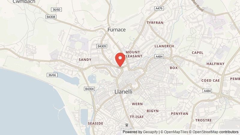 Map of Llanelli, Carmarthenshire