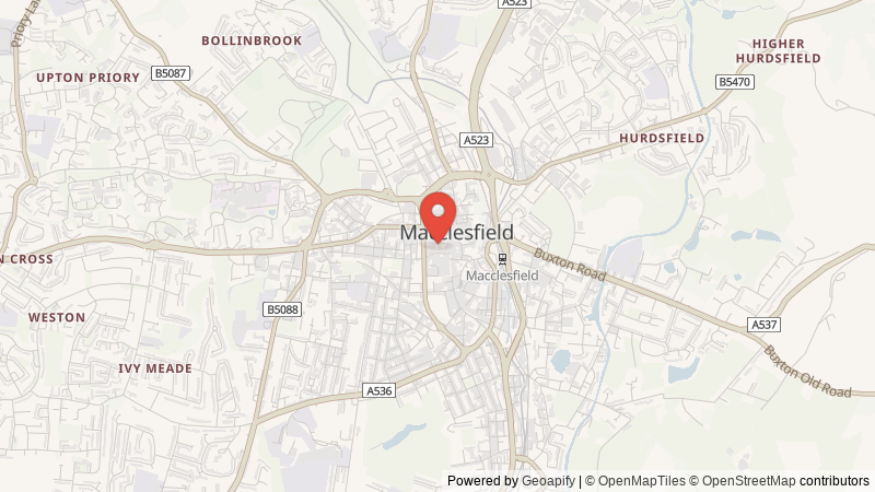 Map of Macclesfield, Cheshire