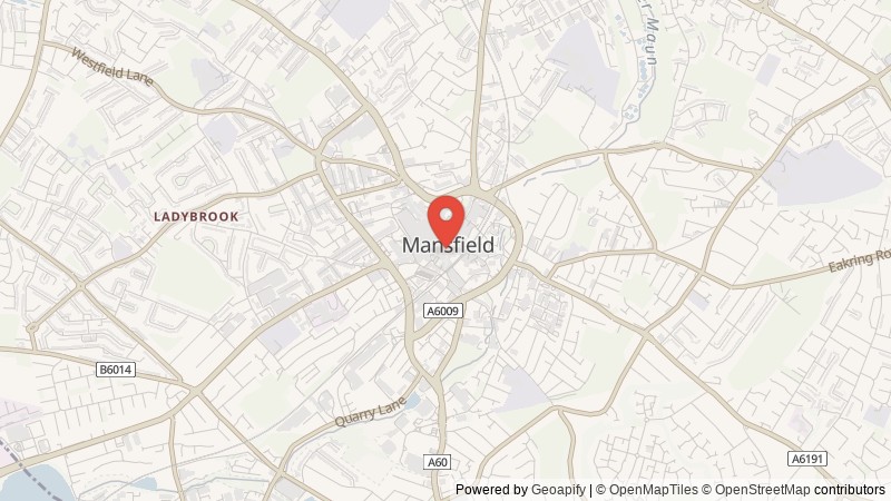 Map of Mansfield, Nottinghamshire