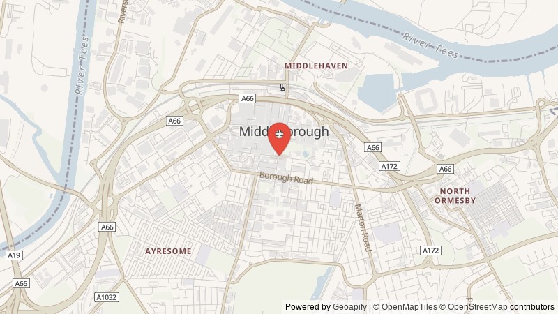 Map of Middlesbrough, North Yorkshire
