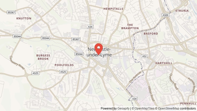 Map of Newcastle-under-Lyme, Staffordshire