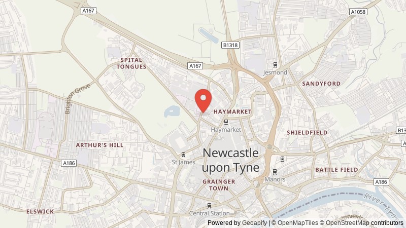 Map of Newcastle upon Tyne, Tyne and Wear