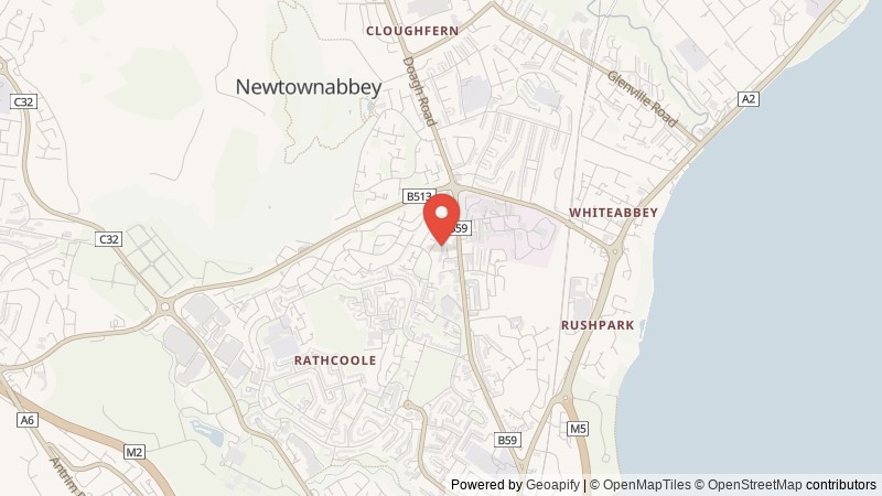 Map of Newtownabbey, Antrim and Newtownabbey