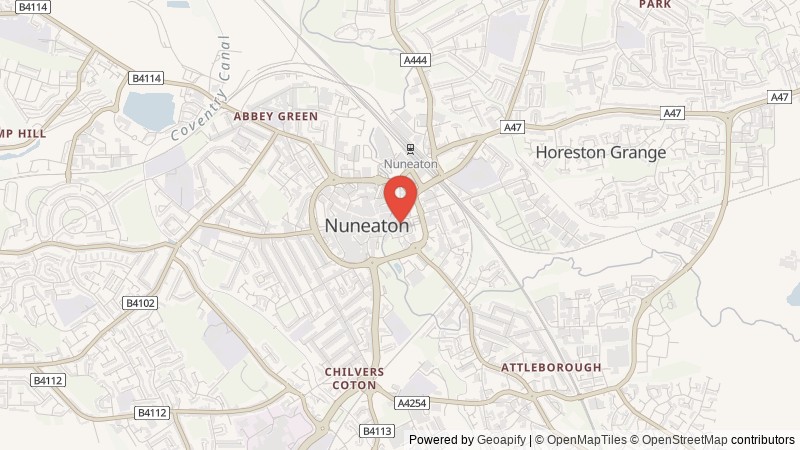 Map of Nuneaton, Warwickshire