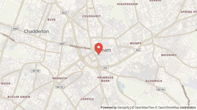 Map of Oldham, Greater Manchester