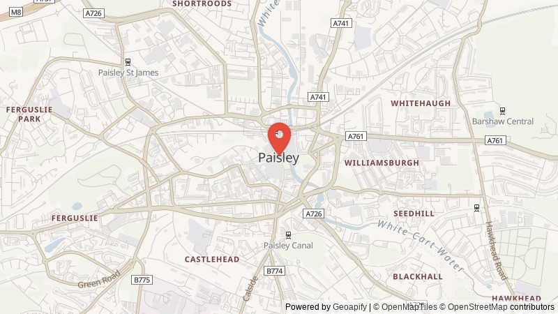 Map of Paisley, Renfrewshire