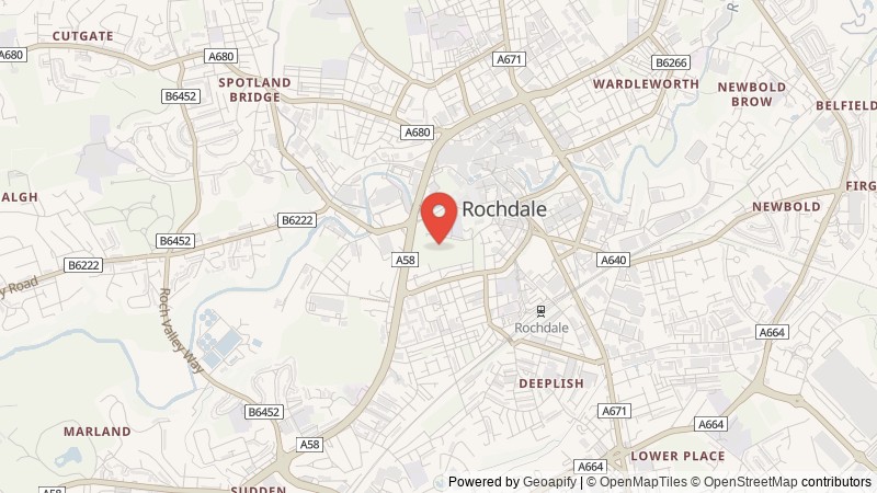 Map of Rochdale, Greater Manchester