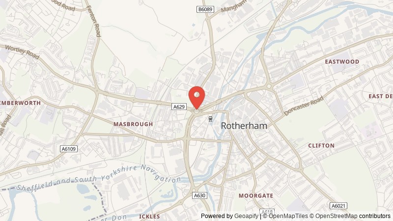 Map of Rotherham, South Yorkshire