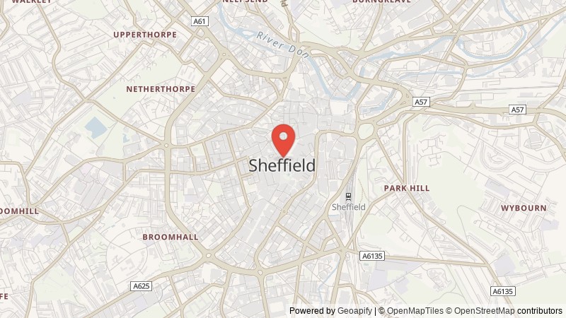 Map of Sheffield, South Yorkshire