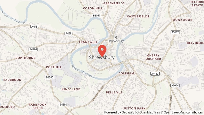 Map of Shrewsbury, Shropshire