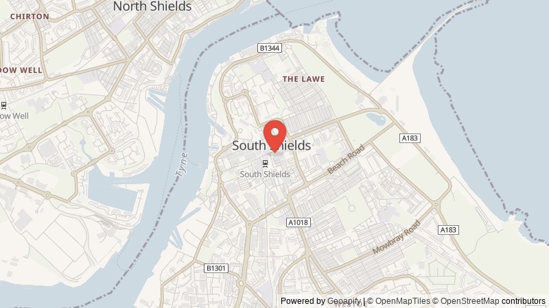 Map of South Shields, Tyne and Wear