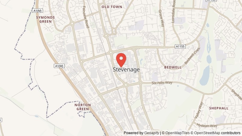 Map of Stevenage, Hertfordshire