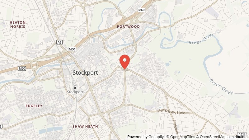 Map of Stockport, Greater Manchester