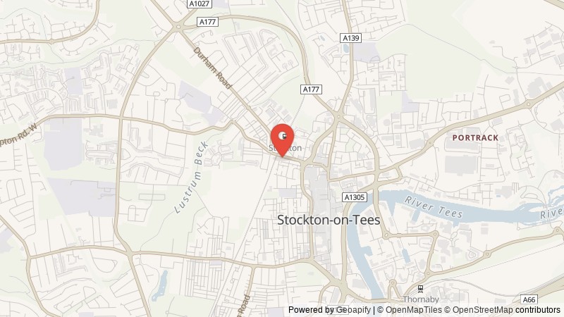 Map of Stockton-on-Tees, County Durham