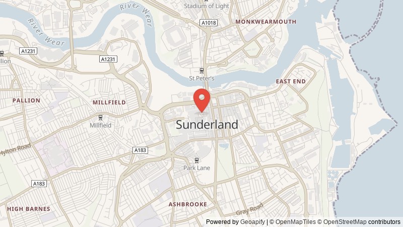 Map of Sunderland, Tyne and Wear