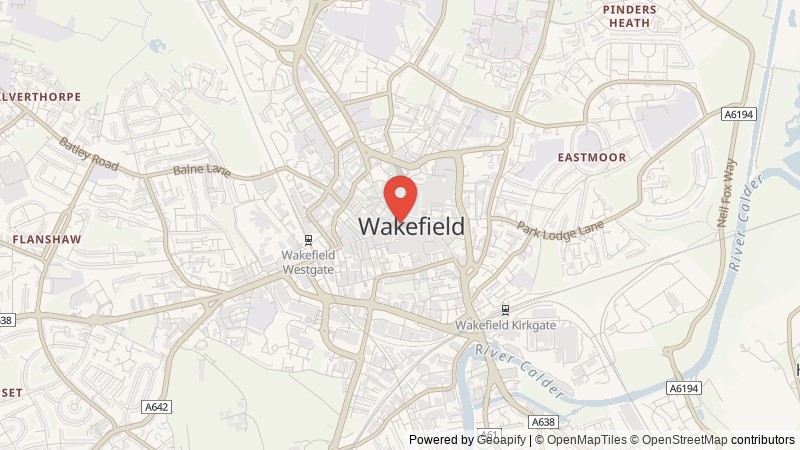 Map of Wakefield, West Yorkshire