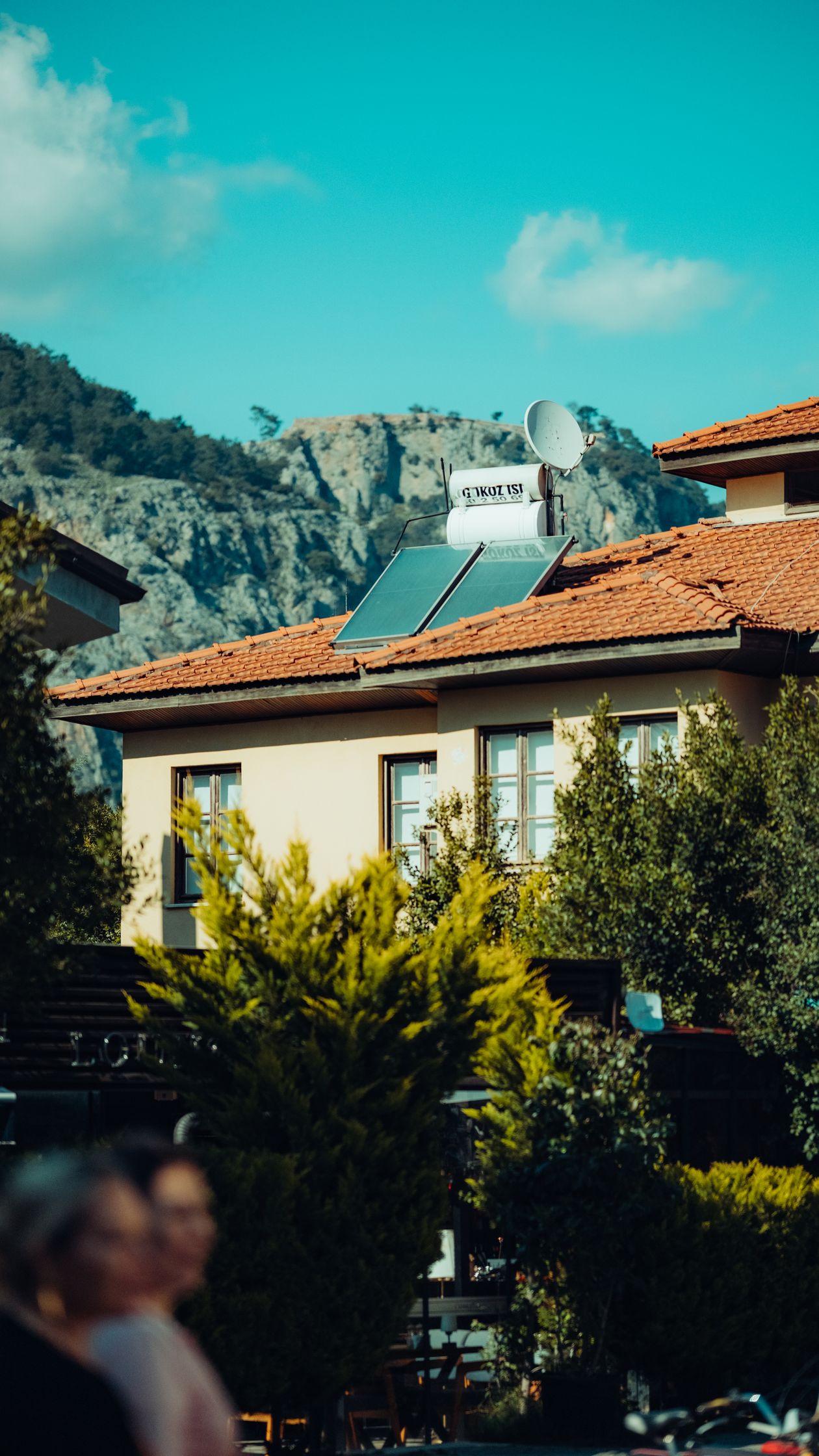 Solar panels on a residential rooftop