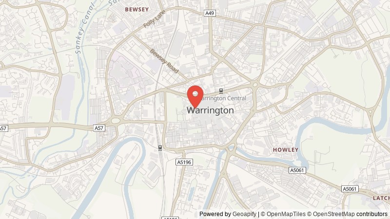 Map of Warrington, Cheshire