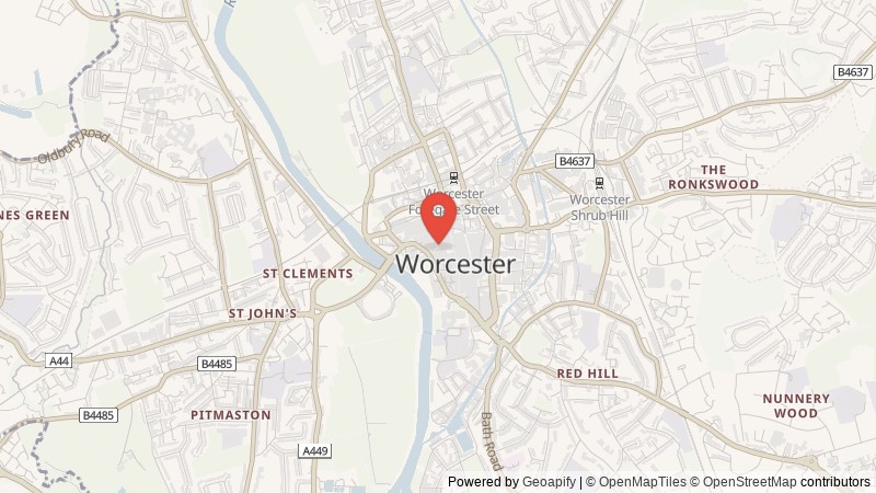 Map of Worcester, Worcestershire